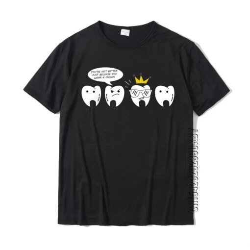 Buy Funny Tooth Shirt For Dentist Teeth Stupid Crown Tops T Shirt Hot Sale Comics Cotton Men T-shirts Simple Style online shopping cheap