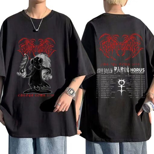 Buy Ghostemane Europe Tour 2019 Double-sided Graphic Print T-shirt Men Harajuku T Shirt Streetwear Cool Tshirt Hip Hop Top Tee Male online shopping cheap