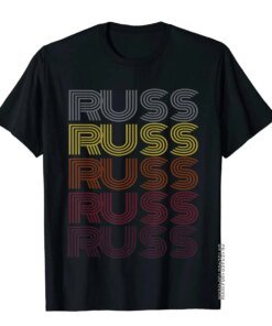 Graphic Tee First Name Russ Retro Pattern Vintage Style T-Shirt Printed T Shirt Cotton Mens T Shirt Simple Style Graphic