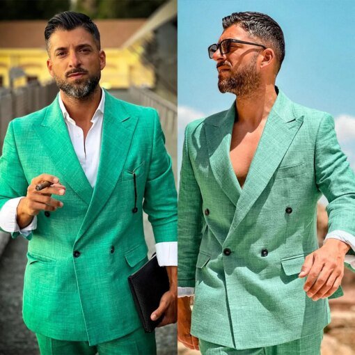 Buy Green New Arrival Men Suit Tailor-Made 2 Pieces One Button Blazer Pants Fashion Work Wear Formal Causal Daily Tailored online shopping cheap