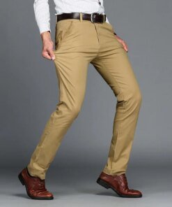 High Quality Men’s Casual Pants Fashion Man Trousers High Waist Elastic Cotton Comfortable Straight Tube Business Cargo Pants