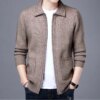 High Quality New Men’s Zipper Knit Cardigan for Fall Winter Stylish Slim Social Casual Men’s Solid Turtleneck Sweater Cardigan