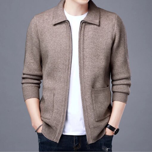 Buy High Quality New Men's Zipper Knit Cardigan for Fall Winter Stylish Slim Social Casual Men's Solid Turtleneck Sweater Cardigan online shopping cheap