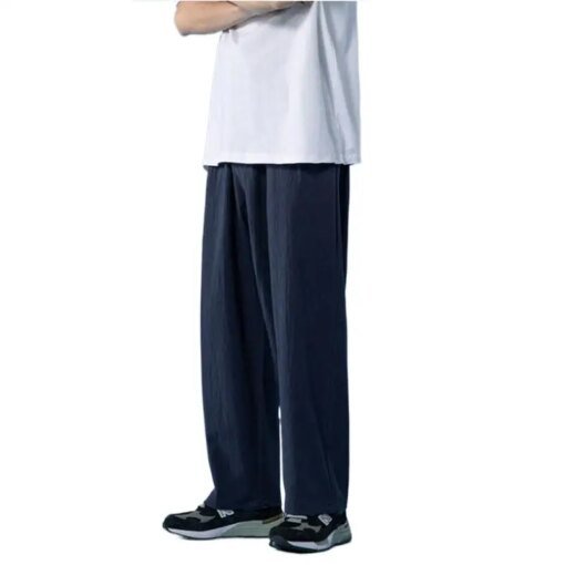 Buy High Quality Sweatpants Mens Cotton Linen Casual Jogging Trousers Japan Style Straight Long Pants 8 Colors Plus Size M-7XL baggy online shopping cheap