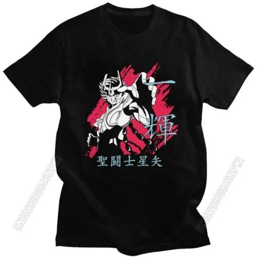 Buy Ikki Saint Seiya T Shirt Men Cotton Tees Knights Of The Zodiac Tshirts Fashion T-Shirt Clothes online shopping cheap