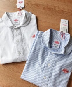 Japan Order ~ Danton Japan fashion Classic Simple Doll Collar Solid Stripe Pullover Short sleeve Shirt Top