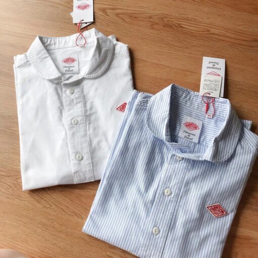 Buy Japan Order ~ Danton Japan fashion Classic Simple Doll Collar Solid Stripe Pullover Short sleeve Shirt Top online shopping cheap
