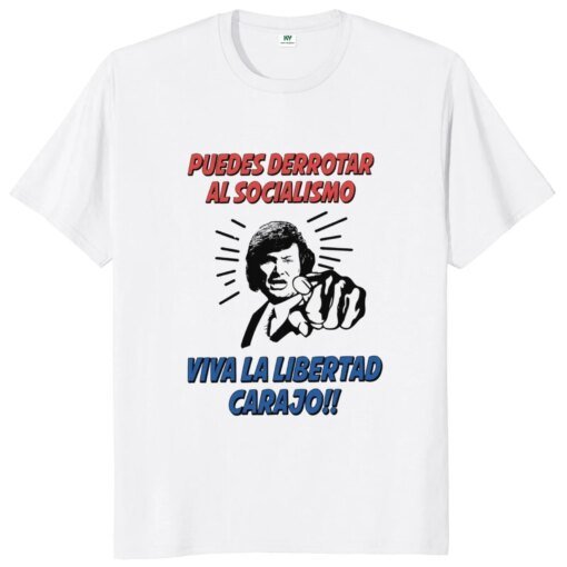 Buy Javier Milei T Shirt Presidente Argentina 2023 Gift Short Sleeve O-neck 100% Cotton Summer Casual T-shirts EU Size online shopping cheap