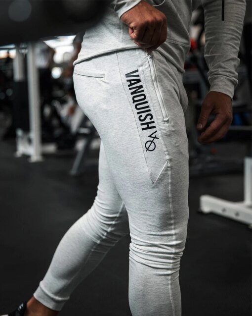 Buy Joggers Men Sweatpants Double Zipper Printed Casual Trousers Sports Fitness Straight Pants Gym Running Training Sweatpants online shopping cheap