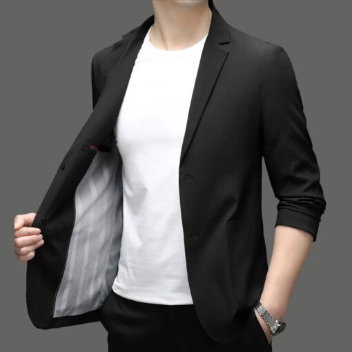 Buy K-Summer slim men's high elastic single west seamless business suit jacket online shopping cheap