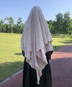 Buy Khimar Two Layer Jazz Crepe Double Layers High Quality Muslim Modest Fashion Prayer Long Hijab Wholesale Islamic Clothing online shopping cheap