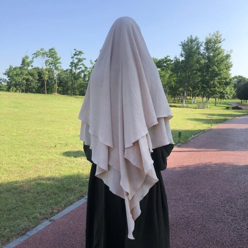 Buy Khimar Two Layer Jazz Crepe Double Layers High Quality Muslim Modest Fashion Prayer Long Hijab Wholesale Islamic Clothing online shopping cheap
