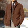 Buy Knitted Coat Warm Cardigan Sweater Thickened Men Autumn Winter Solid Color Buttons Placket Knitted Coat Cold Resistant online shopping cheap