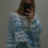 Buy Knitwears Sweater Autumn New Sweet Hundred Matching Round Neck Pullover Knitted Sweater Oversized Rainbow Pullover Jumper Tops online shopping cheap