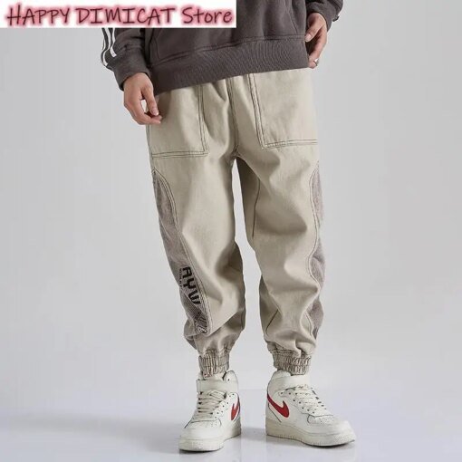Buy Korean Sweatpants Joggers Harajuku Fashion Male Corduroy Patchwork Casual Pants Hip Hop Cargo Trousers Men Clothing Streetwear online shopping cheap