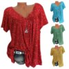 Buy Ladies Top Loose Hem Top Soft Loose Women Shirt Comfortable V-Neck Summer Blouse for Home online shopping cheap
