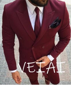 Latest Coat Pant Designs Burgundy Wedding Men Suit Slim Fit 2 Piece Tuxedo Custom Suit Groom Prom Fashion Blazer Terno Masculino