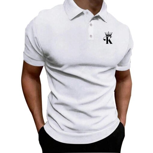 Buy Letter K Print Men Summer Fashion Short Sleeve Polo Shirt