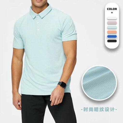Buy Luku European Casual Solid Color Sports Quick Drying Short Sleeved T-shirt Unisex Fitness Training Uniform POLO Shirt online shopping cheap