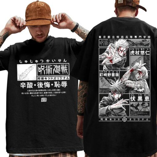 Buy Manga Japanese Anime Jujutsu Kaisen T Shirt Men Women Gojo Satoru Tops Yuji Itadori Graphic Tee Shirt Cool Unisex T-shirt Male online shopping cheap