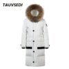 Buy Men High Quality Long Down Jacket Winter Warm Thick Windproof Casual Puffer Men Waterproof Hooded Fur Collar Padded Parkas Male online shopping cheap