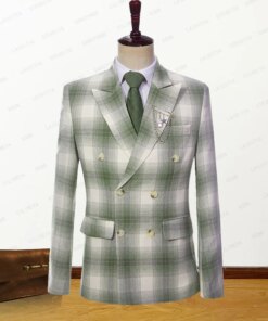 Men Jacket Suit Coat 2023 New Fashion Summer British Style Business Linen Green Reto Classic Plaid Male Wedding Party