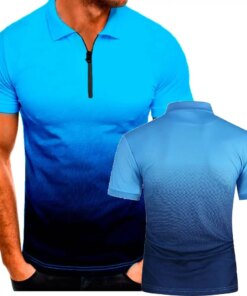 Men Lapel Gradient Color Polo Men Shirt Short Sleeve Polo Shirt Contrast Color Polo Tee Plus Men Casual Fashion Tops Size S-5XL
