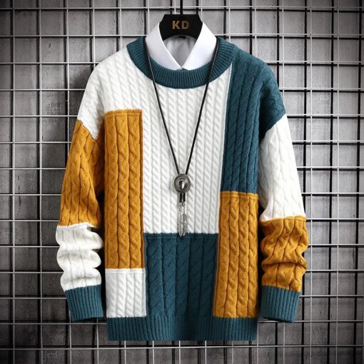 Buy Men Pullover Sweaters Shirts Harajuku Mens Knitted Sweater Autumn Winter Tops Men Casual Clothes Crewneck Chunky Knit Cardigan online shopping cheap