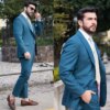 Buy Men Suit Dark BlueTailor-Made Plaid 2 Pieces Single Breasted Blazer Pants Fashion Work Wear Formal Causal Daily Party Tailored online shopping cheap
