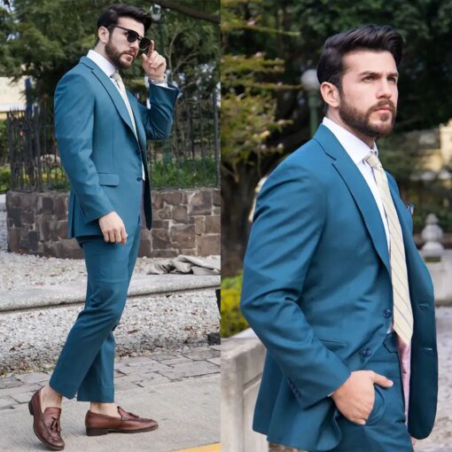 Buy Men Suit Dark BlueTailor-Made Plaid 2 Pieces Single Breasted Blazer Pants Fashion Work Wear Formal Causal Daily Party Tailored online shopping cheap