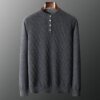 Buy Men Sweaters 100% GOAT CASHMERE Knitted Pullover Winter Autumn button collar Full Sleeve Jumpers Solid Color Male Clothes online shopping cheap