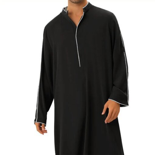 Buy Men V Neck Long Sleeve Maxi Dress Full Length Casual Kaftan Robe Muslim Gown Loose Long Sleeve Vintage Arab Ethnic Islamic Dress online shopping cheap