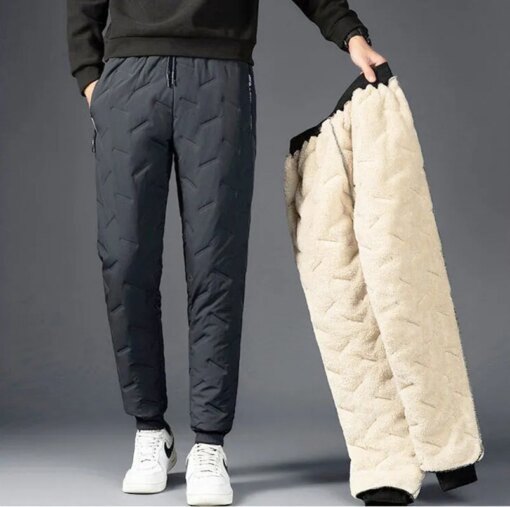 Buy Men Winter Warm Lambswool Thicken Sweatpants Men Outdoors Leisure Windproof Jogging Pants Brand High Quality Trousers Men online shopping cheap
