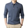Buy Mens Casual Business Lapel Shirt High Quality Embroidered Long Sleeve T-shirt Men Clothing online shopping cheap