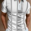 Buy Men's Collar Polo Shirt Golf Shirt Quarter Zip Polo Striped Turndown Print Daily Short Sleeve Zipper Print Clothes Fashion online shopping cheap