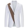 Buy Men's Gentleman Splicing Color Formal Uniform Long Sleeve Lapel Blazer Jacket Office Meetings Business Wedding Party CoatABB284 online shopping cheap
