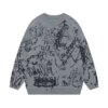 Buy Men's Graffiti Printed Sweater Loose Casual Hip-hop Trend Long Sleeve Knitted Round Neck Comfortable Harajuku Versatile Pullover online shopping cheap