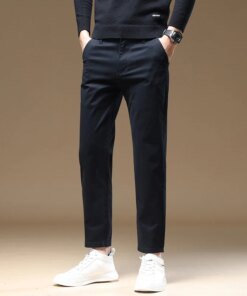 Mens Pants Cotton Casual Stretch male trousers man long Straight High Quality 4 colors Plus size pant suit 42 44 46 CY9114