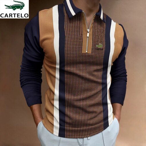 Buy Men's Polo Shirt Long sleeve casual sports printed Polo shirt Men's loose fashion autumn breathable polo shirt S-3XL online shopping cheap