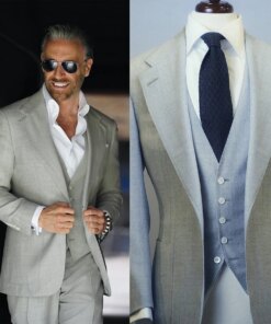 Men’s Suit 3 Pieces Blazer Vest Pants Peaked Lapel Formal Tuxedo Wedding Groom Slim Formal Work Wear Tailored Costume Homme