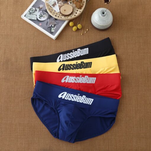 Buy Men's briefs milk silk low waist elastic bag close-fitting comfort aussiebum online shopping cheap