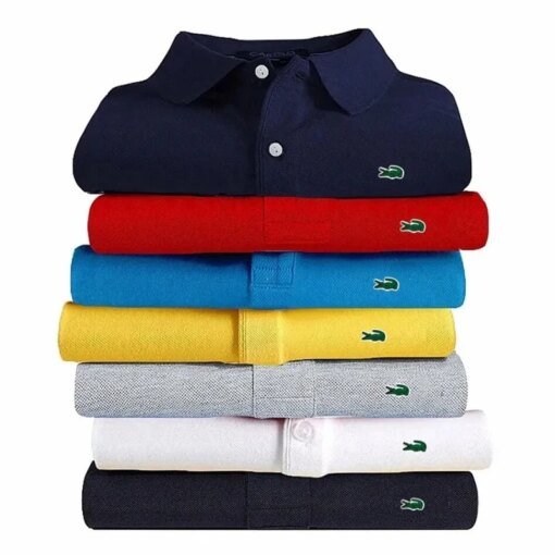 Buy Men's embroidered polo collar short sleeved T-shirt
