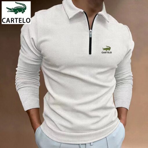 Buy Men's fashion everything casual solid color zipper fashion long sleeve sports loose shirt high quality new fall