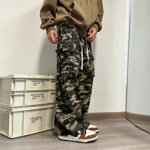 Buy Men‘s Cargo Pants Military Multi-pocket Jogging Pants Male Streetwear Loose Men Casual Trousers Harajuku Style online shopping cheap