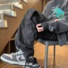 Buy Military green overalls men's autumn American vibe style high street micro pull pants cleanfit paratrooper casual pants online shopping cheap