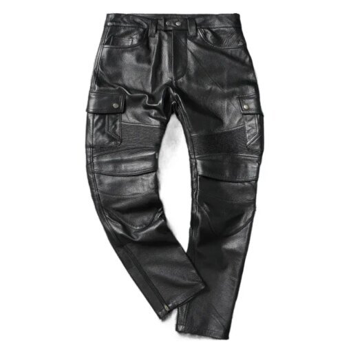 Buy Motorcycle Pant Genuine Cowhide Trousers Mens Riding Biker Calça Motociclista Men Leather Pants Winter online shopping cheap