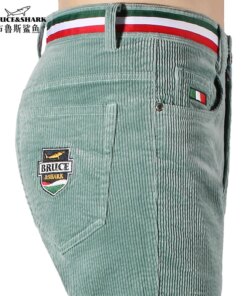 NEW Winter Men’s Corduroy Trousers Full Bruce&Shark Men Casual Pants Loose Mid Waist Comfortable Fashion Stretch Cottonbig size
