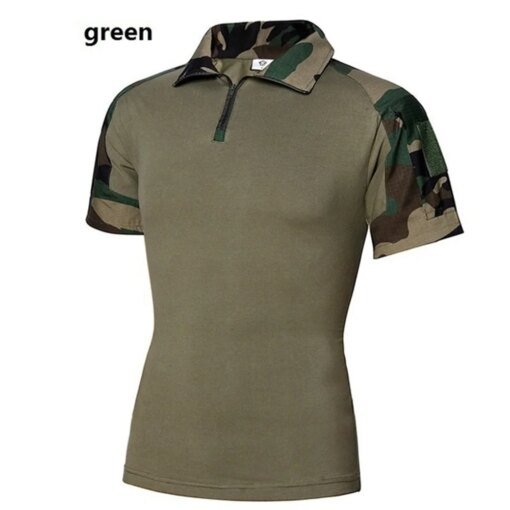 Buy New 2023 Men's Polo Tactical Polo casual solid shirt men's short -sleeved camouflage men's short -sleeved POLO shirt men online shopping cheap