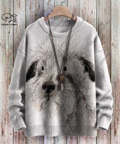 New Animal Series 3D Printed Retro Cute Dog Art Print Authentic Ugly Sweater Winter Casual Unisex Sweater G-1