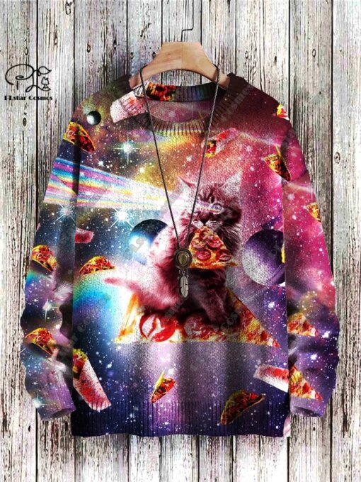 Buy New Animal Series 3D Printing Retro Cute Cat Art Print Authentic Ugly Sweater Winter Casual Unisex Sweater M-1 online shopping cheap